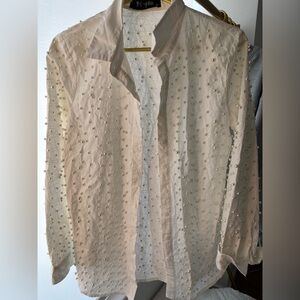 Cream Pearl Embellished Blouse
